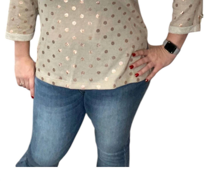 honeyme Dot Tunic Top Beige 3X 2