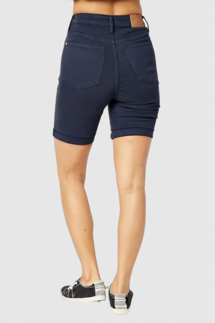 Judy Blue Tummy Control Bermuda Short Blue Large 5