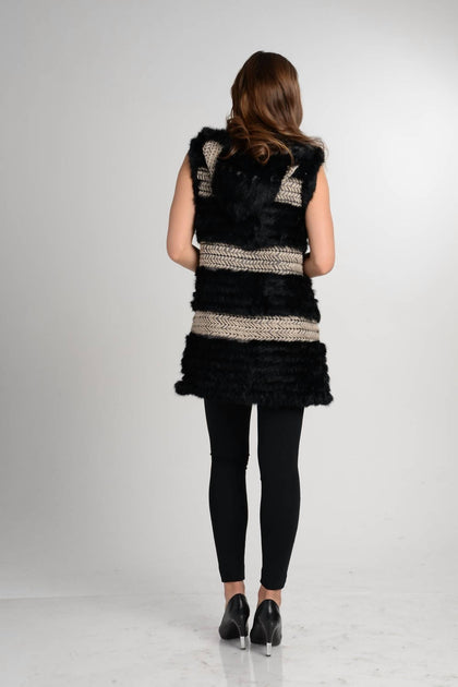 LOVE TOKEN Dion Fur Vest Black Small 3
