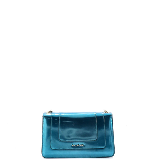 Bvlgari Serpenti Forever Shoulder Bag Metallic Leather Small Blue 5