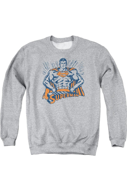 Gildan Superman Vintage Stance Crewneck Sweatshirt Grey Large 2