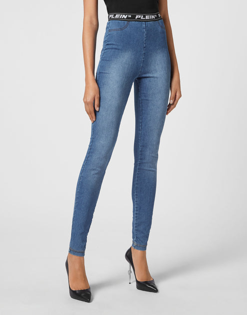 Philipp Plein Denim Super High Waist Legging Multi 27 5