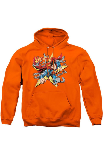 Gildan Superman Stars And Chains Hoodie Orange Medium 2