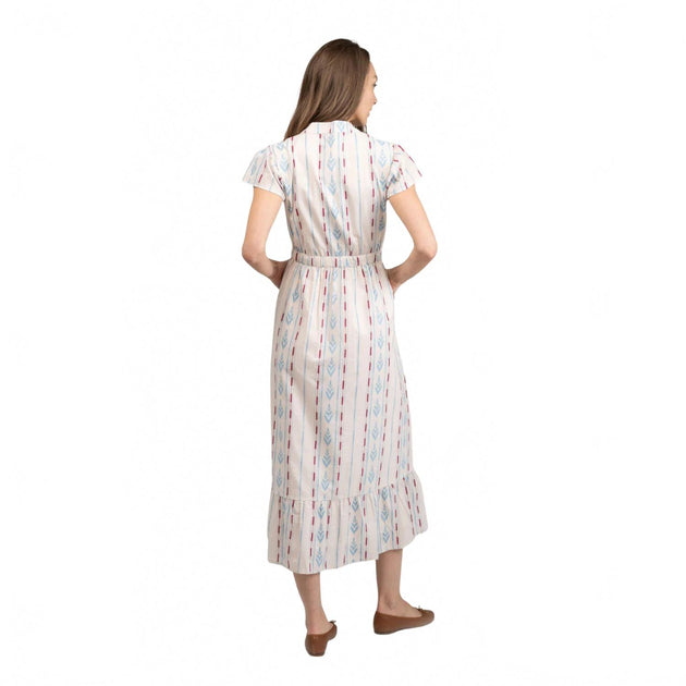 Beau & Ro Flutter Midi Dress Beige Large 4