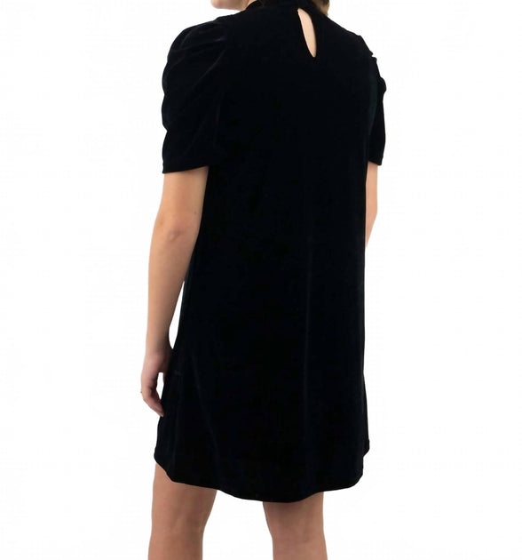 THML Velvet Embroidered Dress Black Medium 3