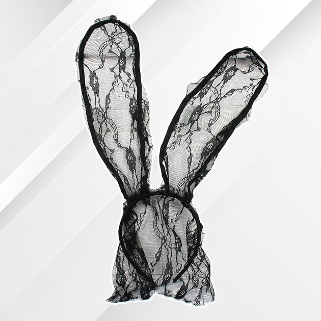 FASHNZFAB Floral Laced Bunny Ears Headband White 3