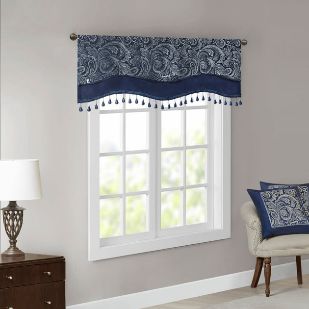 BreeBe Aubrey Rod Pocket Valance Navy 50x18in 3