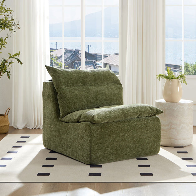 AGAHOME Accent Armless Floor Chair Green 4