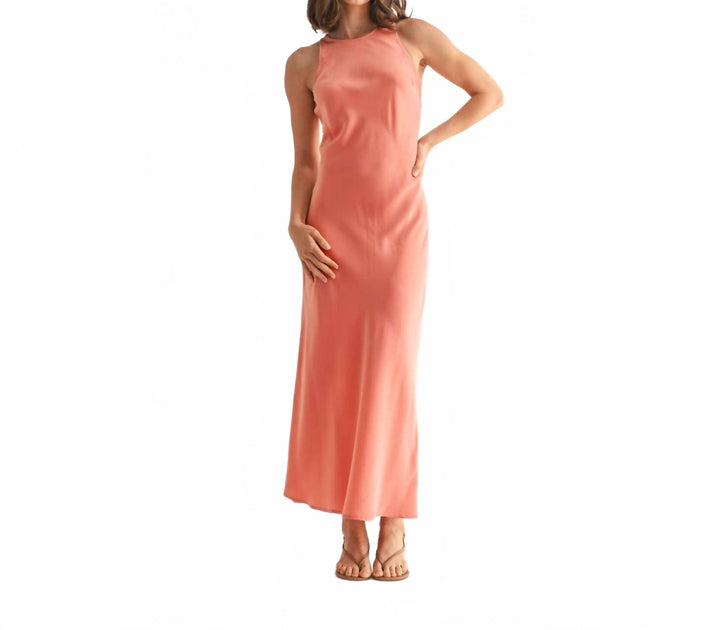 Fun 2 Fun Satin Maxi Dress Pink Medium 2