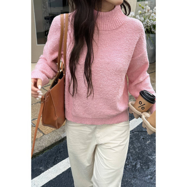 TRUEDAMES Soft Knit Roll Neck Sweater Pink Medium 2