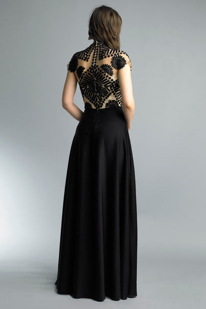 BASIX Black Label Short Sleeve Gown Black US 4 3