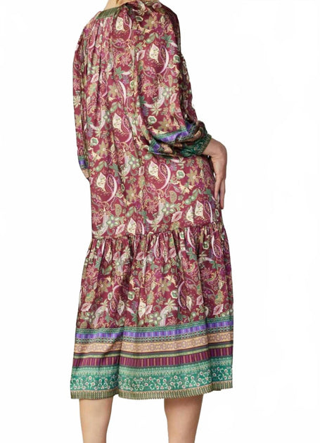 Current Air Paisley Satin Dress Purple Medium 3