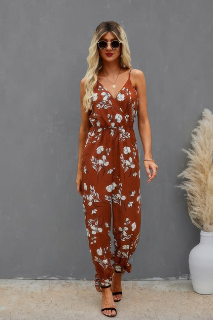 TRUEDAMES Sleeveless Floral Print Knot Side Cami Jumpsuit Multi Small 4
