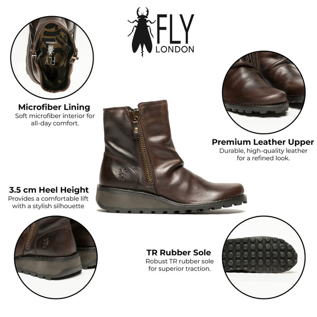 Fly London MON944 Wedge Boot Brown EU 40 3