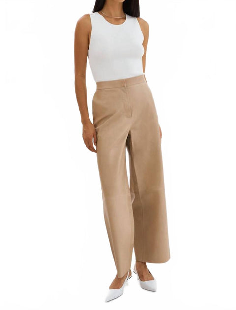 Lamarque Yaren Wide Leg Leather Pants Brown Large 2