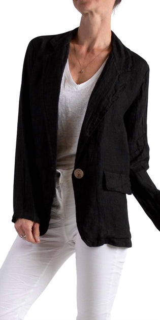 GIGI MODA Sabrina Leinen Langarm Blazer Braun Einheitsgröße 2