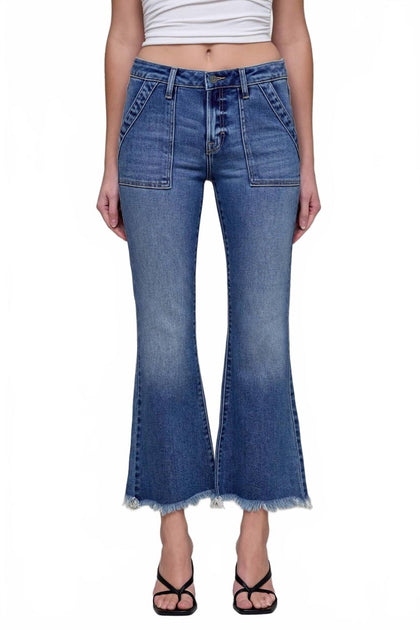 HIDDEN Happi Cargo Crop Flare Jeans Blue 31 3