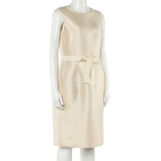 CH Carolina Herrera Sleeveless Belted Dress Cream Medium 3