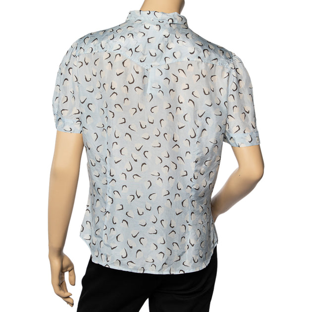 Weekend Max Mara Bedruckte Seidenbluse Blau XL 4