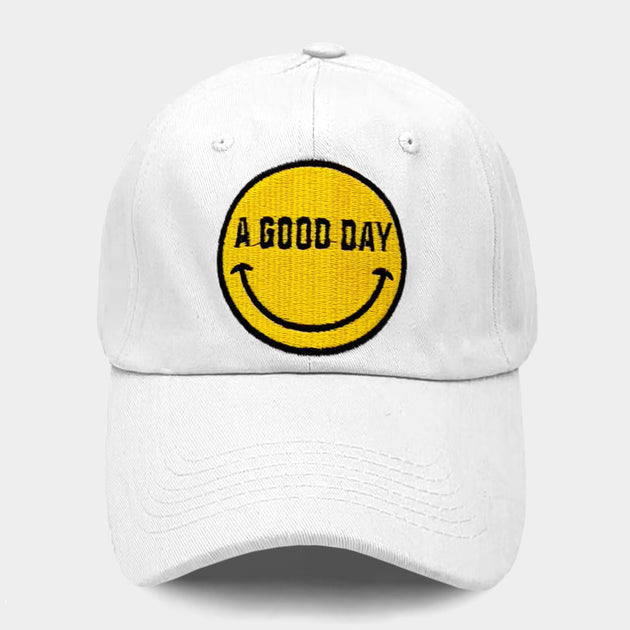 FASHNZFAB Smile A GOOD DAY Message Baseball Cap Red 4