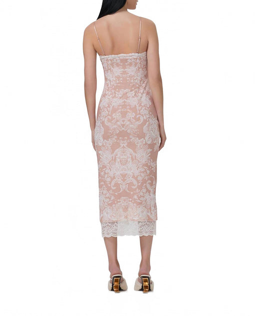 AFRM Nissa Mesh Slip Dress Beige Large 3