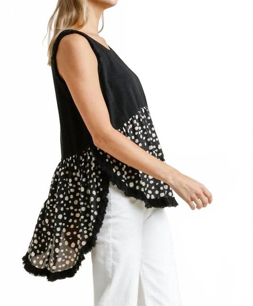 Umgee Fringed Dalmatian Top Black Small 3