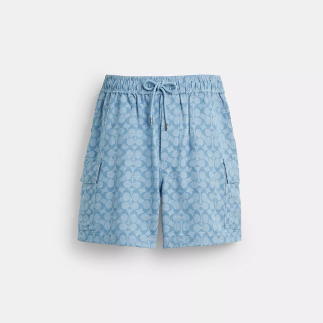 Coach Signature Camp Shorts Blue Small 2