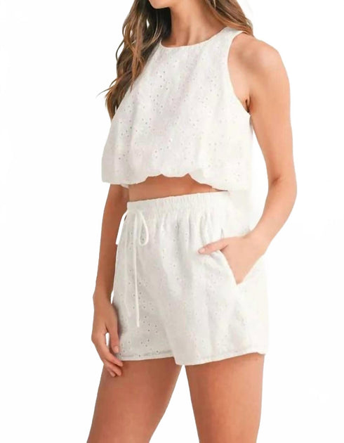 MABLE Eyelet Bubble Hem Sleeveless Top And Shorts Set 3