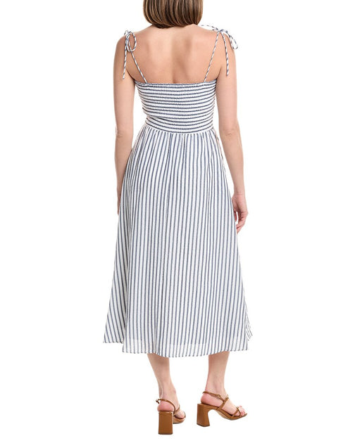 Julia Jordan Striped Seersucker Midi Dress Navy US 16 3