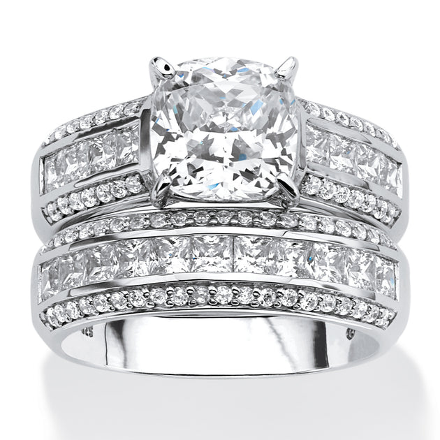 Palm Cubic Zirconia Bridal Set Silver US 10 2