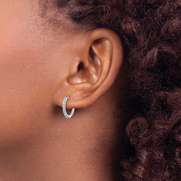 Diamond2Deal Lab Grown Diamond Hinged Hoop Earrings Silver 5