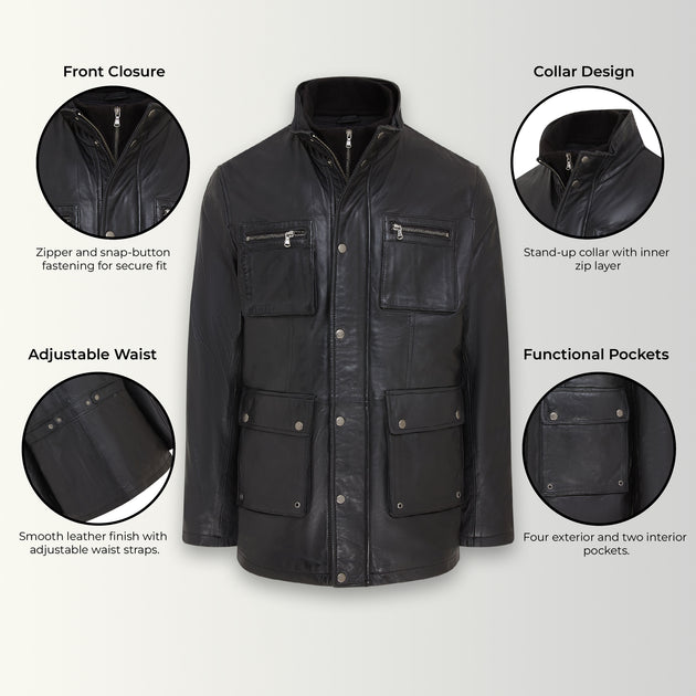 Infinity Mens Military Jacket Brown Small 3