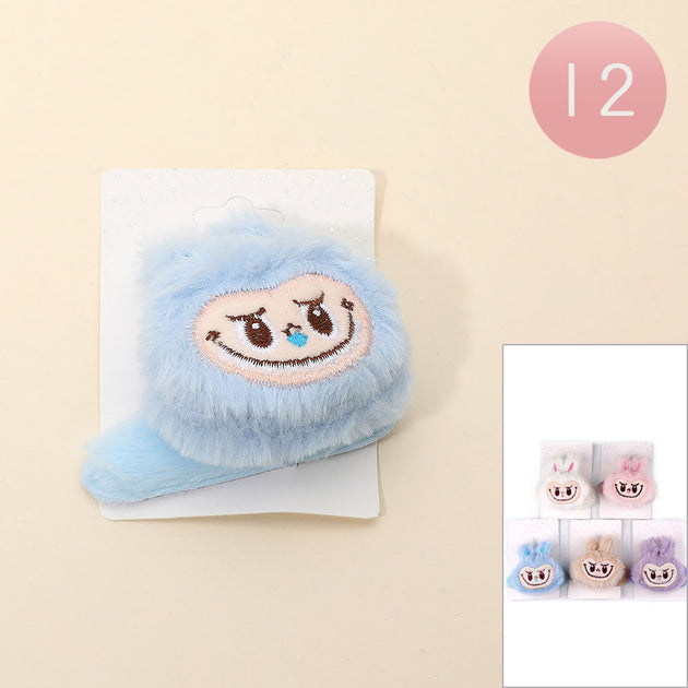 FASHNZFAB 12-teilige Plusch Monster Hase Haarspangen Multi 2