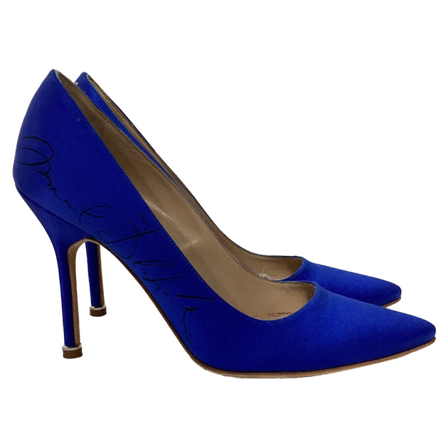 Vetements x Manolo Blahnik Signed Pointed Pumps Blue EU 37.5 2