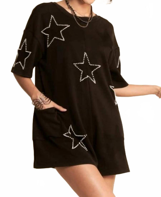 DAVI & DANI Starry Night Romper - Schwarz Plus Size 3X 3