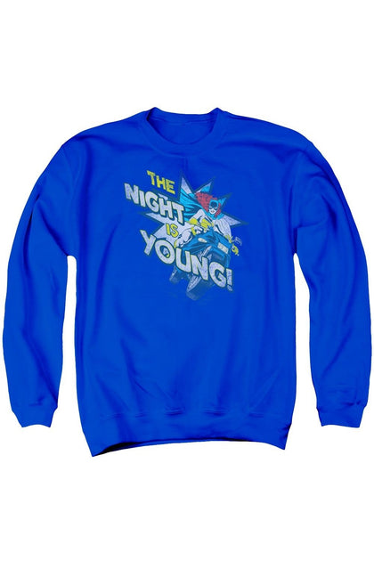 Gildan DC Comics The Night Is Young Crewneck Sweatshirt Blue Small 2