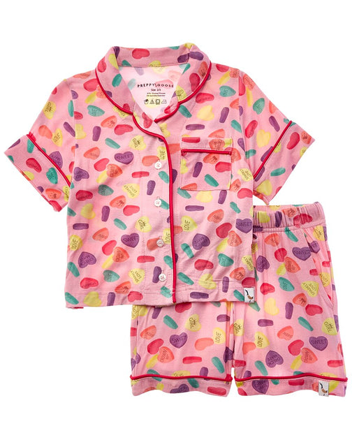 Preppy Goose Candy Heart Pajama Set Pink US 2T 2