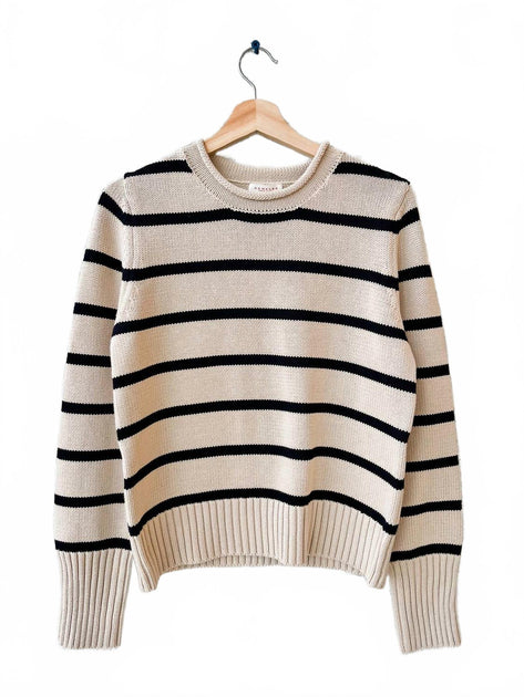 DEMYLEE New York Quinn Stripe Cotton Sweater Beige Small 3
