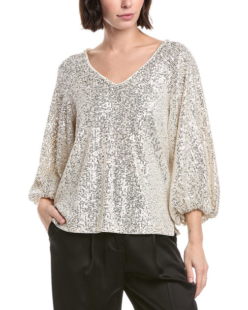 Vince Camuto Sequin Raglan Blouse Silver Medium 2