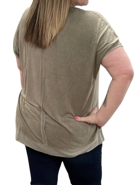 KORI Washed Knit Tunic Top Green Small 3