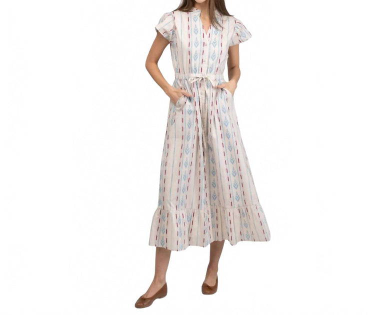 Beau & Ro Flutter Midi Dress Beige Large 2