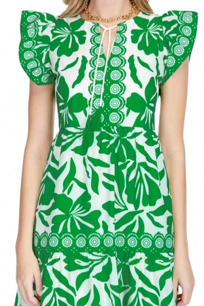 Jade Rüschen-Stufenmaxikleid Grün Medium 3