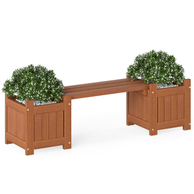 Hivvago Solid Wood Flower Box Mini Outdoor Planter Bench Natural 2