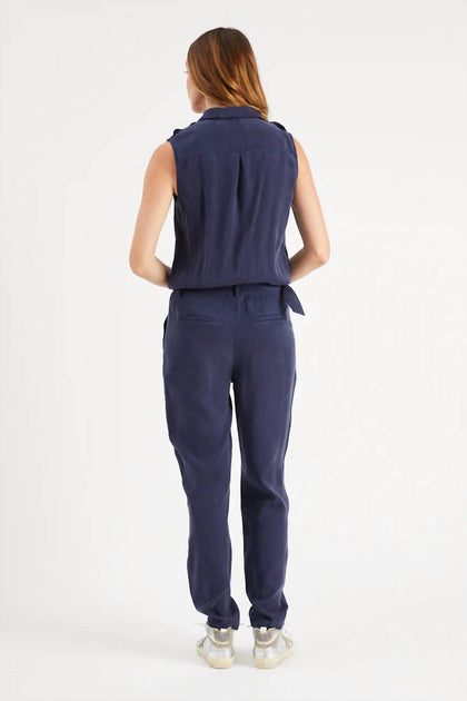 Etienne Marcel Utility Sleeveless Jumpsuit Blue Small 4