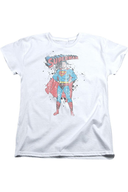 Gildan Superman Vintage Ink Splatter T-Shirt White Small 2