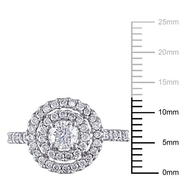 Mimi & Max Double Halo Diamond Ring White Gold US 9 4