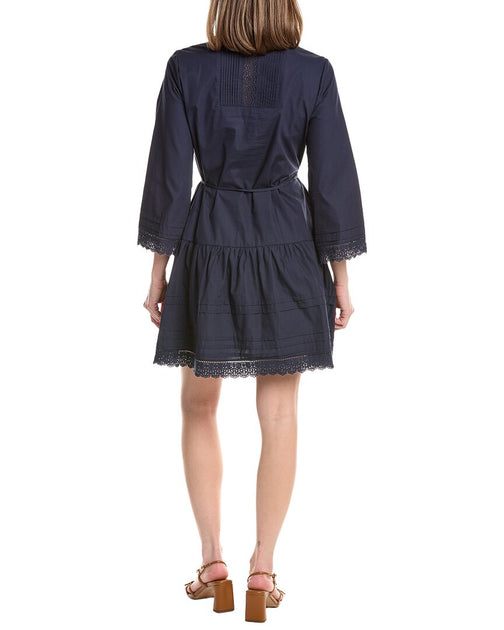 Julia Jordan Poplin 3/4 Sleeve Mini Dress Blue Medium 3