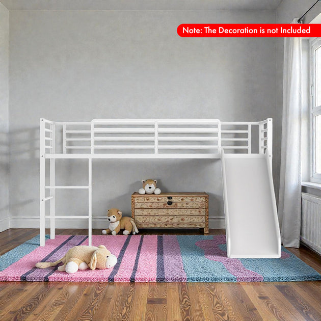 Hivvago Metal Twin Loft Bed with Slide Black 3