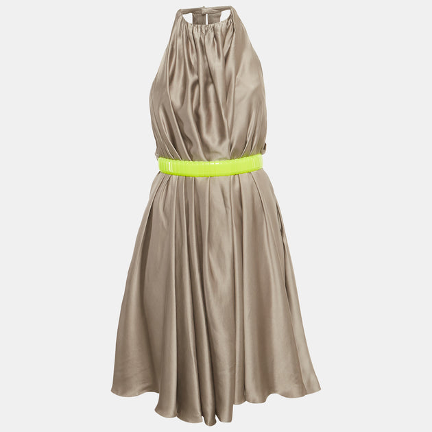 Versace Graue Seiden-Halter-Mini-Kleid 2