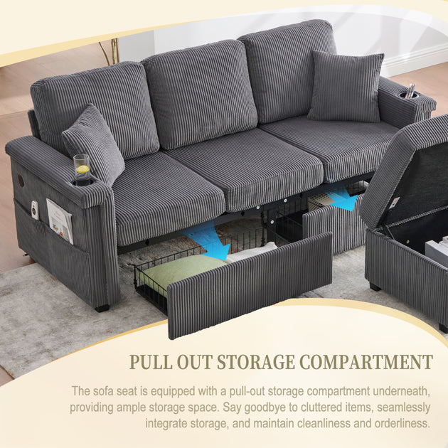 Streamdale L-Shaped Sectional Sofa Gray 8